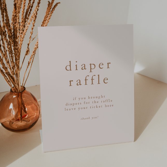 ROWAN Pink Gold Simple Baby Shower Diaper Raffle Pedestal Sign (ROWAN Pink Gold Simple Baby Shower Diaper Raffle Pedestal Sign)