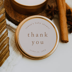 ROWAN Pink Unique Simple Baby Shower Thank You Classic Round Sticker