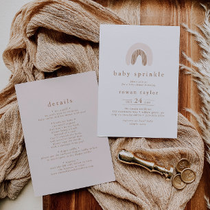 ROWAN Unique Girl Pink Boho Rainbow Baby Sprinkle Invitation