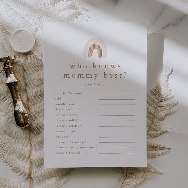 ROWAN Who Knows Mummy Best Baby Shower Game Card (ROWAN Who Knows Mommy Best Baby Shower Game Card)