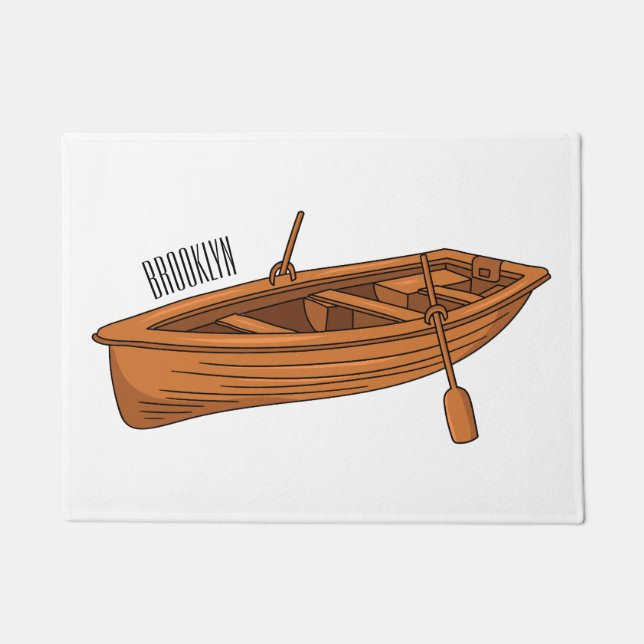 Rowboat cartoon illustration doormat (Front)