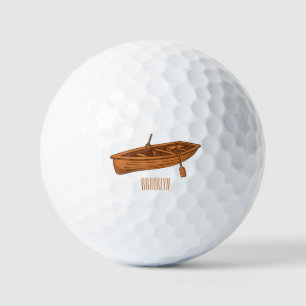 Rowboat cartoon illustration  golf balls