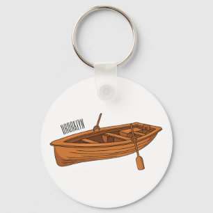 Rowboat cartoon illustration key ring