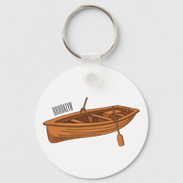 Rowboat cartoon illustration key ring (Front)