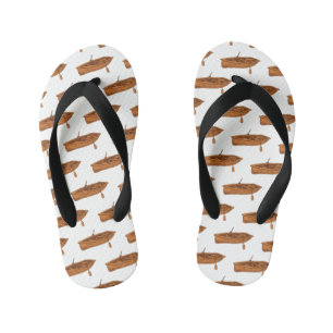 Rowboat cartoon illustration kid's flip flops