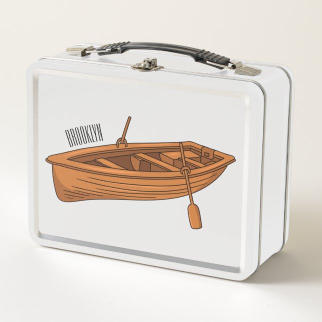 Rowboat cartoon illustration metal lunch box (Front)