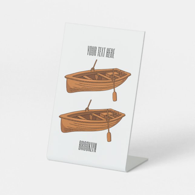Rowboat cartoon illustration pedestal sign (Front)