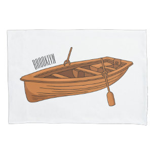 Rowboat cartoon illustration pillowcase