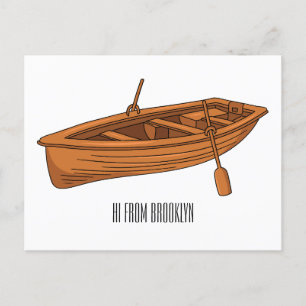 Rowboat cartoon illustration  postcard