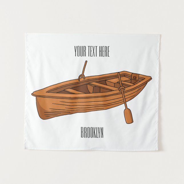 Rowboat cartoon illustration tapestry (Front (Horizontal))