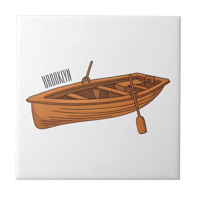 Rowboat cartoon illustration tile (Front)