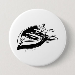 Rowboat Illustration Nautical Black and White 7.5 Cm Round Badge