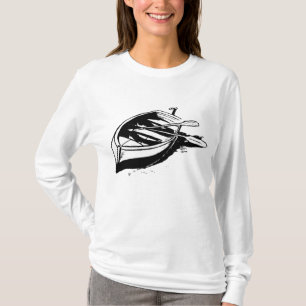 Rowboat Illustration Nautical Black and White T-Shirt