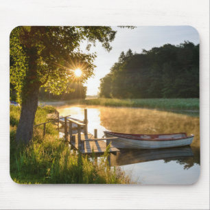 Rowboat Moored at Lake Mouse Mat