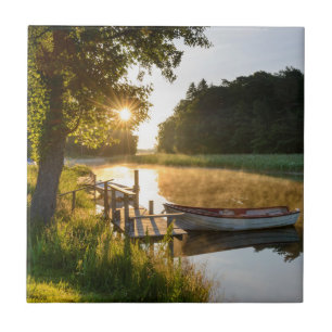 Rowboat Moored at Lake Tile