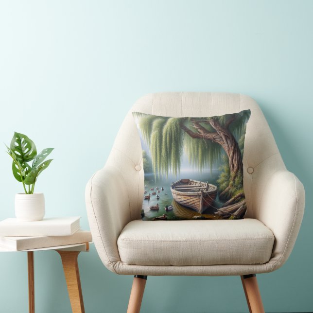 Rowboat Under a Weeping Willow Tree Cushion (Chair)