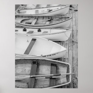 Rowboats Docked Classic Nautical Poster