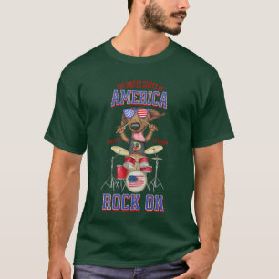 Rowdy the Dachshund Freedom Rocks USA girl T-Shirt