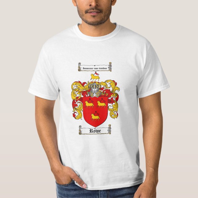 Rowe Family Crest - Rowe Coat of Arms T-Shirt (Front)