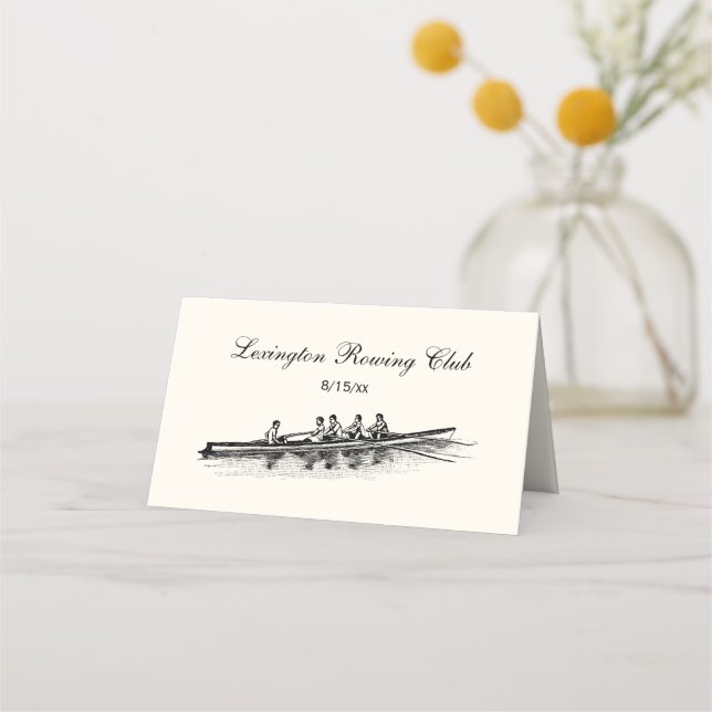 Rowers Crew Team Place Card Escort Card Ivory (Front)