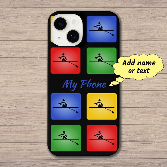 Rowers personalised colourful icons iPhone case (Example: 'Slim Fit' style case for the iPhone 14)