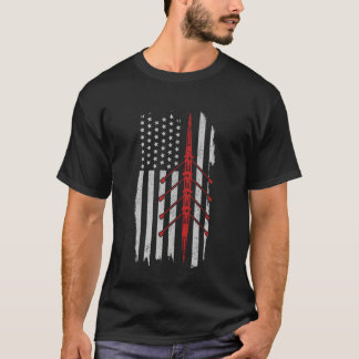 Rowing American Flag Crew Patriotic Rower Coxswain T-Shirt