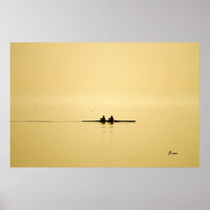 rowing at dusk poster