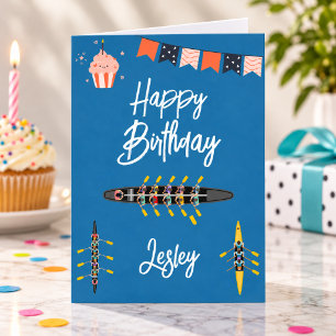 Rowing Birthday Cards Crew Sport Boat Rower Kayak