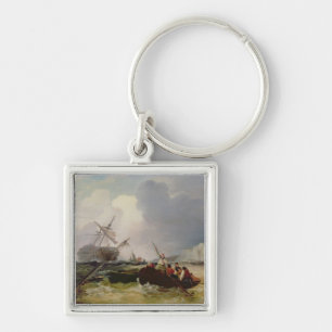Rowing Boat Going to the Aid of a Man-o'-War in a Key Ring