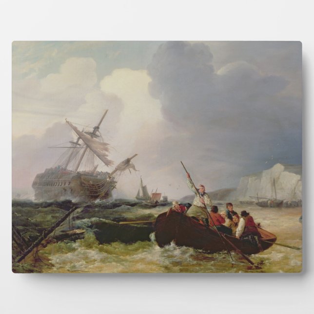 Rowing Boat Going to the Aid of a Man-o'-War in a Plaque (Front)