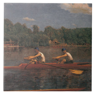 Rowing Boat Race on the River Tile