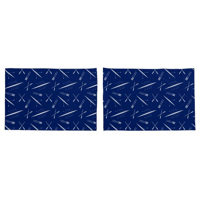 Rowing Boats and Oars Navy Blue and White Pattern Pillowcase (Back-Set)