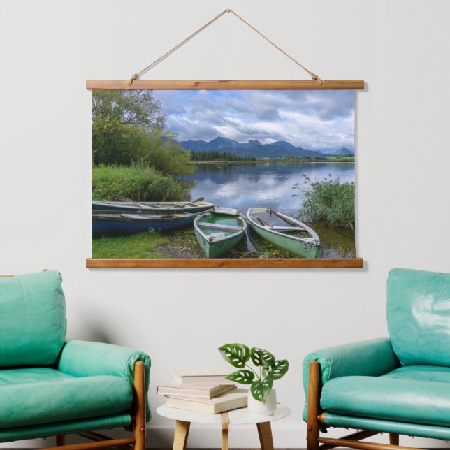 Rowing boats at the lake - Allgäu  Hanging Tapestry (Living Room)