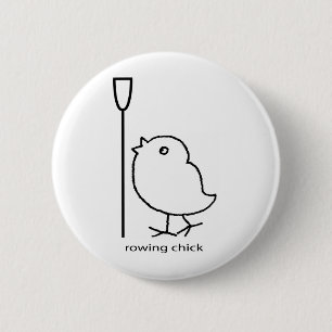 Rowing chick, rowing apparel for women who row 6 cm round badge