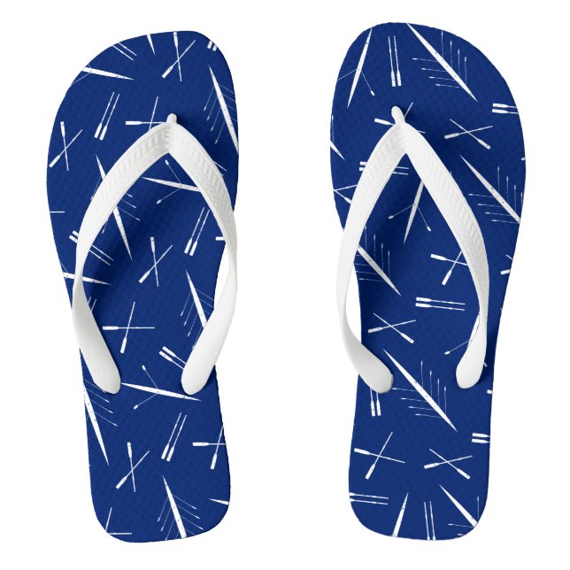 Rowing Club Navy Blue And White Scull Patterned Flip Flops (Footbed)