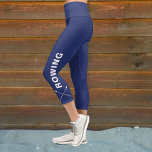 Rowing Crew Team Crossed Oars Custom Navy Blue Capri Leggings<br><div class="desc">Super comfortable capri leggings for rowing/crew team members.  Easily change the wording - add your team name and change the background to match your team colours.  High quality leggings - perfect for on or off the water.</div>