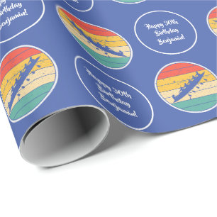 Rowing Crew Team Name Age Retro Sunset Birthday Wrapping Paper