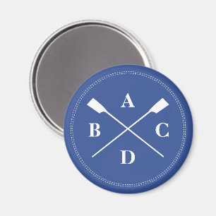 Rowing crossed oars monogram initials navy magnet