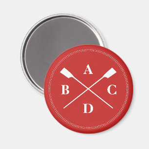 Rowing crossed oars monogram initials red magnet