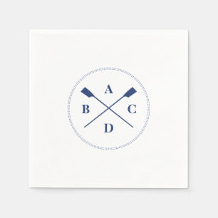 Rowing crossed oars navy initials napkin