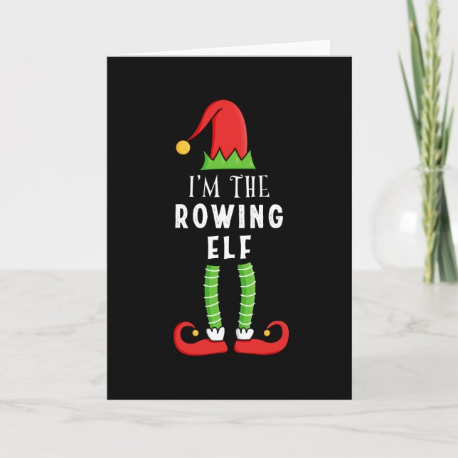 Rowing Elf Christmas Matching Family Gift Card (Front)
