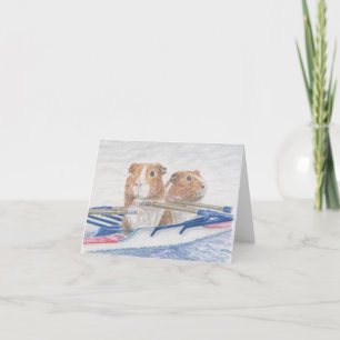 Rowing guinea pigs, small notecard