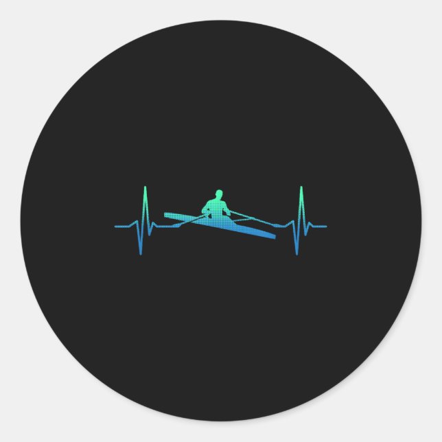 Rowing Heartbeat  Classic Round Sticker (Front)