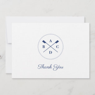 Rowing oars initials thank you card
