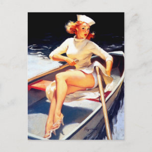 Rowing Pin Up Postcard