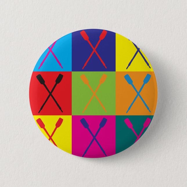 Rowing Pop Art 6 Cm Round Badge (Front)