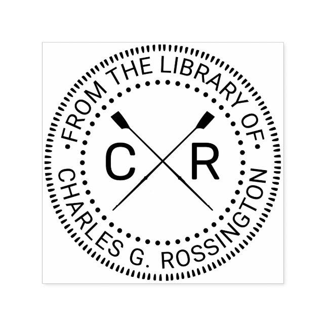 Rowing Rowers Crew 2 Initials Library Book Name 2B Self-inking Stamp (Design)