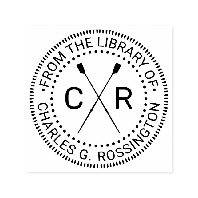 Rowing Rowers Crew 2 Initials Library Book Name v2 Self-inking Stamp (Design)