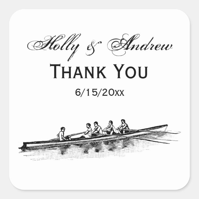 Rowing Rowers Crew Team Water Sports Square Sticker (Front)