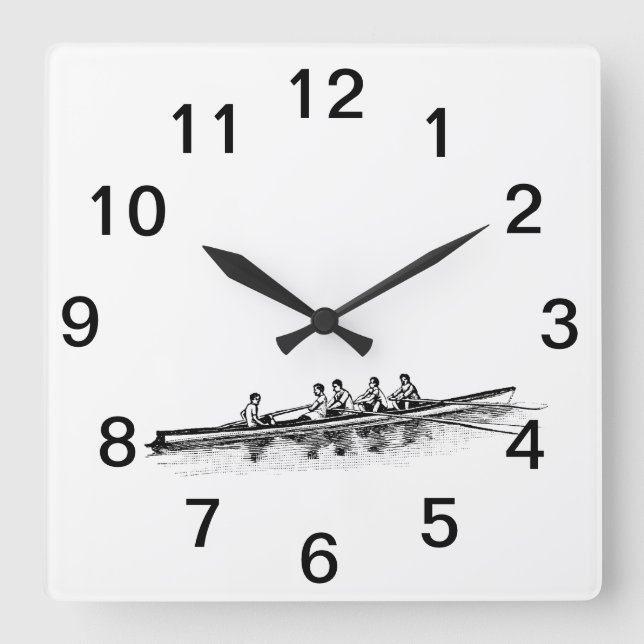Rowing Rowers Crew Team Water Sports Square Wall Clock (Front)